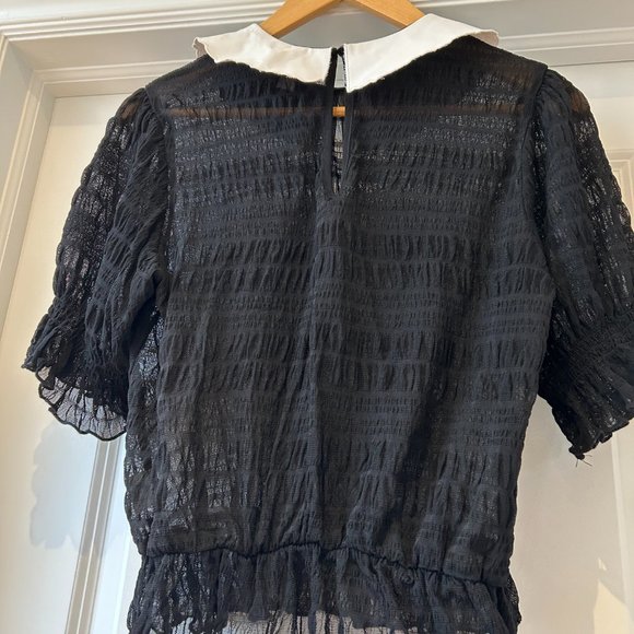 Black sheer short sleeved top - Picture 3 of 6